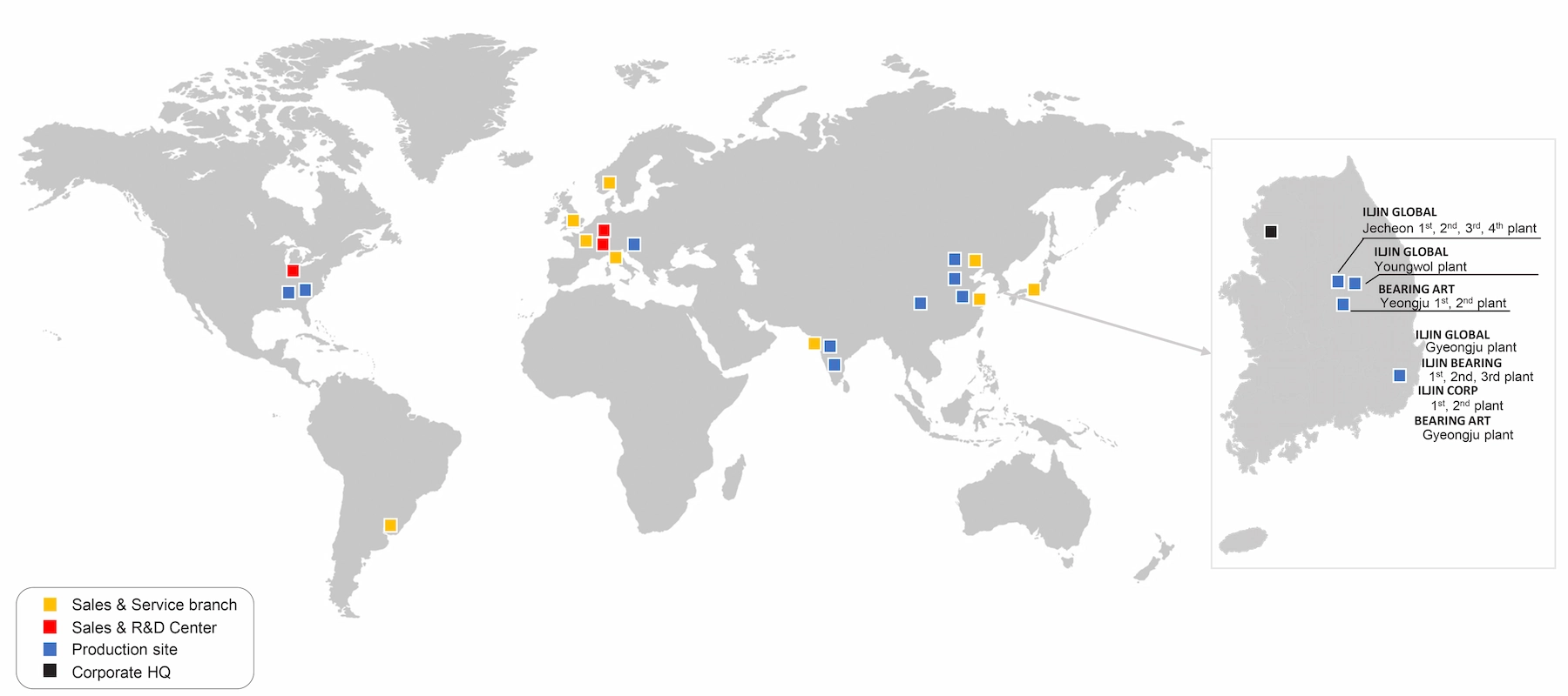 map of global ILJIN locations